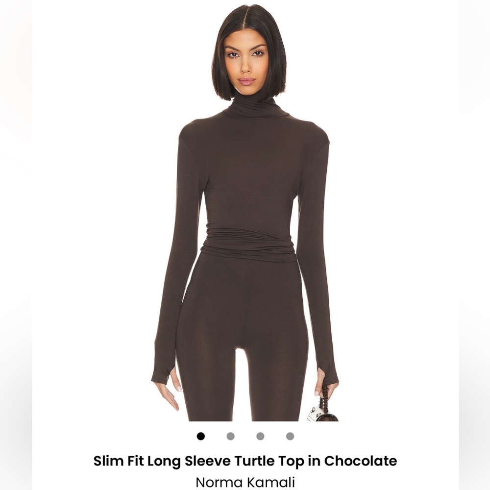Norma Kamali Chocolate Turtleneck Bodysuit NWT